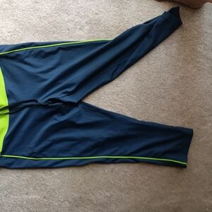 Men's Navy and Neon Green Swim Pants